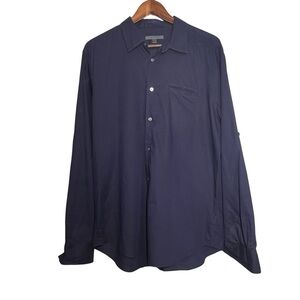John Varvatos Shirt Men’s Size Large Ink Blue Cotton L/S Button Up Lightweight